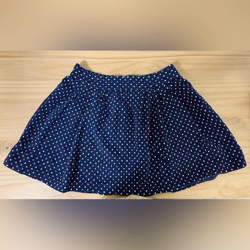 Cache Navy Skirt with Multicolor Dots
